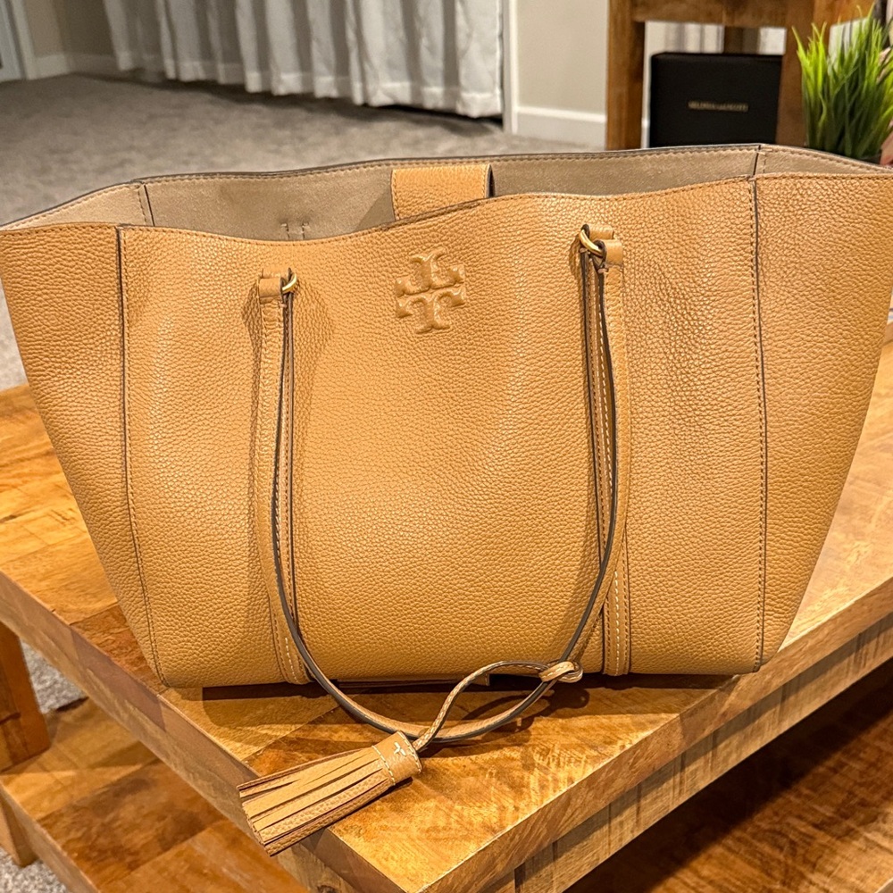 Tory Burch Pebbled Leather Tassel Tote
